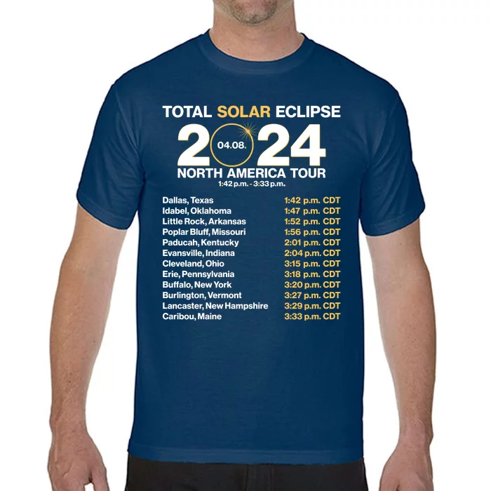 Total Solar Eclipse April 8 2024 North America Dates Comfort Colors T-Shirt