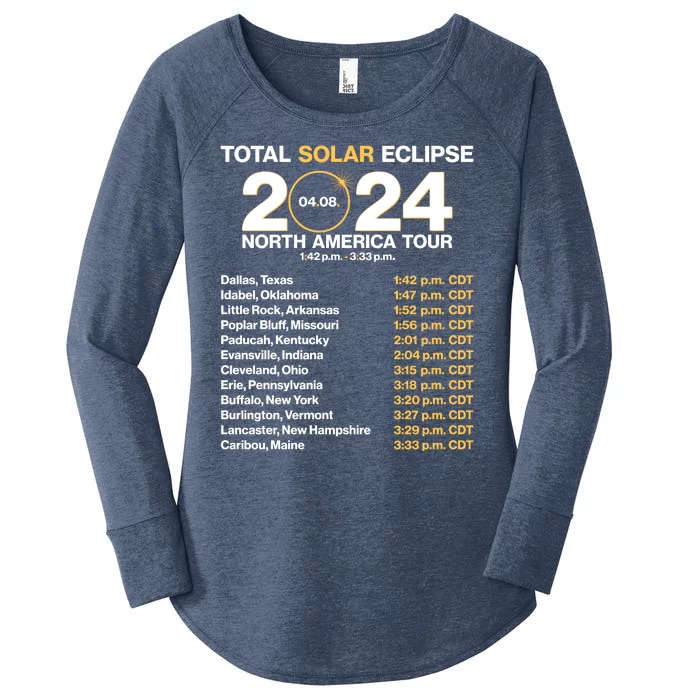 Total Solar Eclipse April 8 2024 North America Dates Women's Perfect Tri Tunic Long Sleeve Shirt