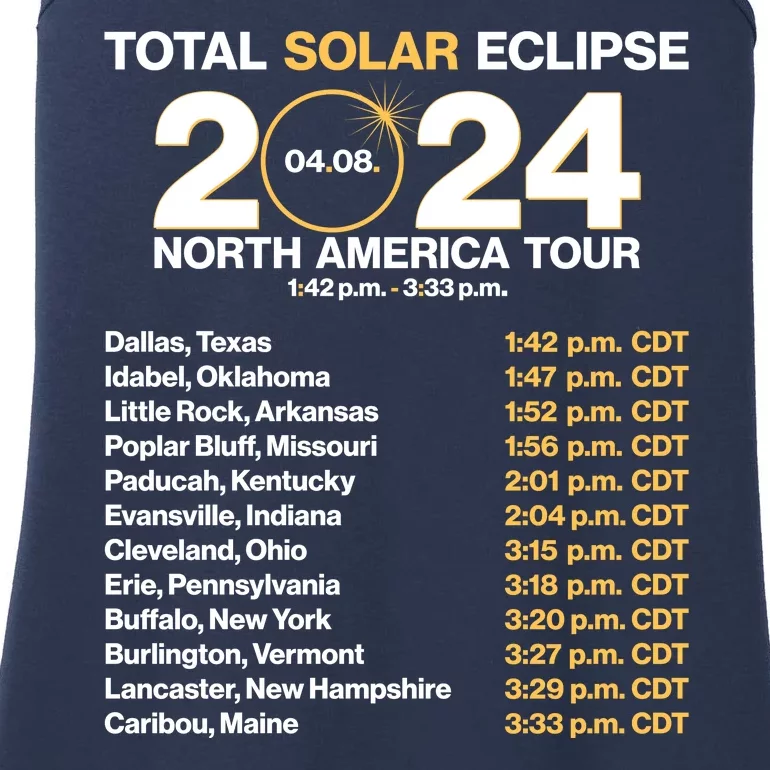 Total Solar Eclipse April 8 2024 North America Dates Ladies Essential Tank