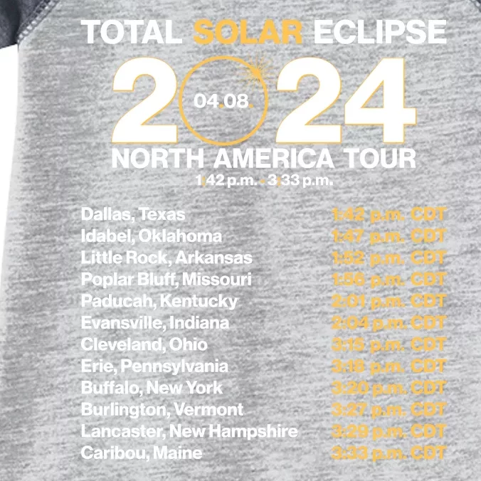 Total Solar Eclipse April 8 2024 North America Dates Infant Baby Jersey Bodysuit