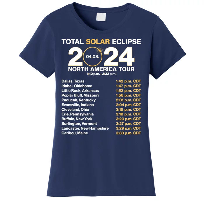 Total Solar Eclipse April 8 2024 North America Dates Women's T-Shirt