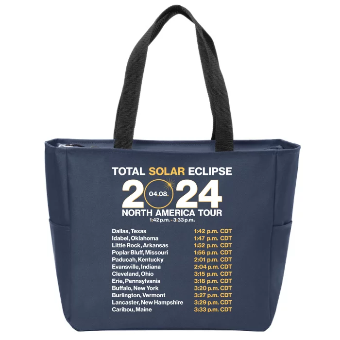 Total Solar Eclipse April 8 2024 North America Dates Zip Tote Bag