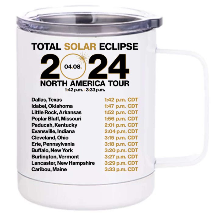 Total Solar Eclipse April 8 2024 North America Dates Front & Back 12oz Stainless Steel Tumbler Cup