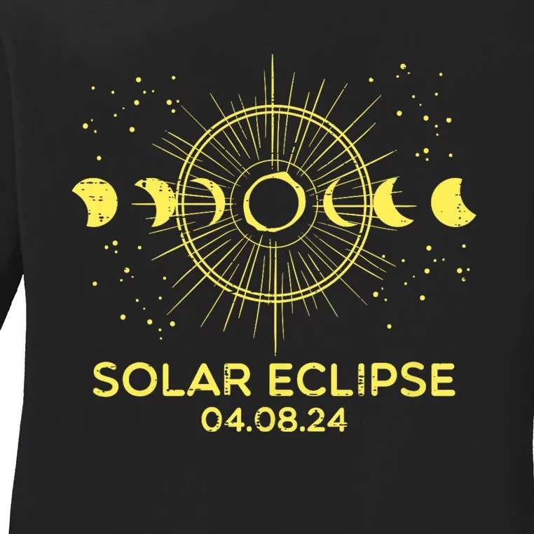 Total Solar Eclipse April 08 2024 Ladies Long Sleeve Shirt