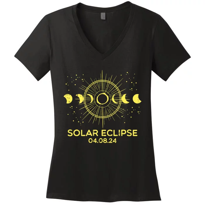 Total Solar Eclipse April 08 2024 Women's V-Neck T-Shirt