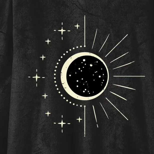 Total Solar Eclipse Moon Sun Stars April 8 Hooded Wearable Blanket