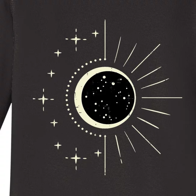 Total Solar Eclipse Moon Sun Stars April 8 Baby Long Sleeve Bodysuit