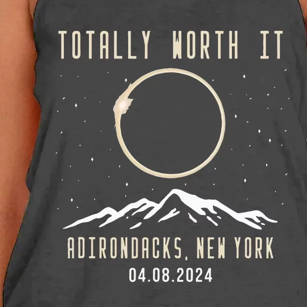 Total Solar Eclipse Adirondacks New York 2024 Women's Knotted Racerback Tank