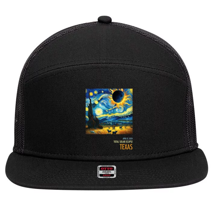 Total Solar Eclipse 2024 Texas 7 Panel Mesh Trucker Snapback Hat