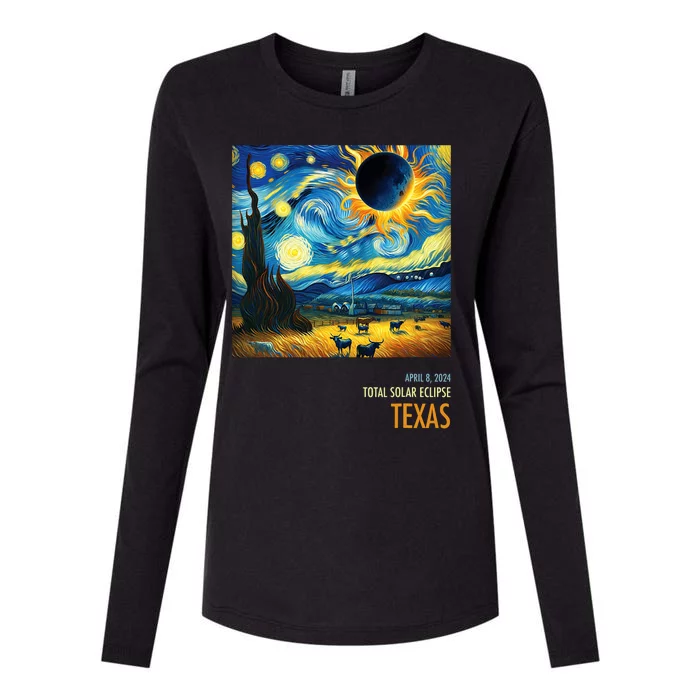 Total Solar Eclipse 2024 Texas Womens Cotton Relaxed Long Sleeve T-Shirt