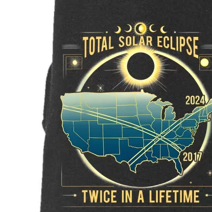 Total Solar Eclipse Twice In A Lifetime 2024 Gift Doggie 3-End Fleece Hoodie