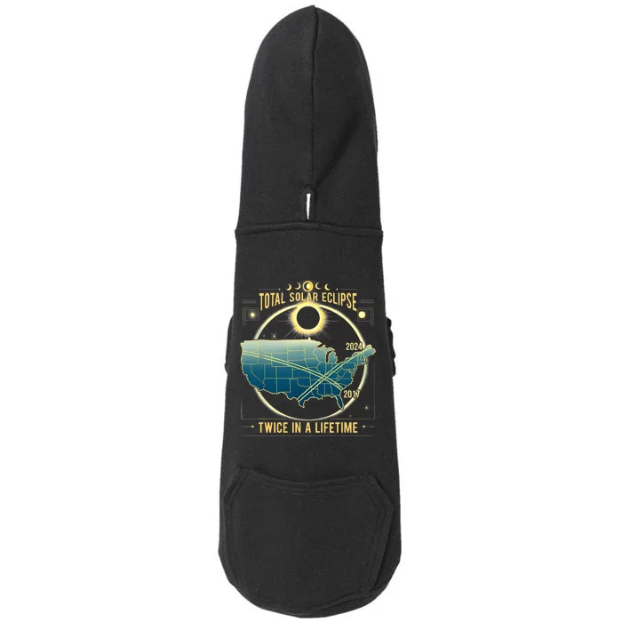 Total Solar Eclipse Twice In A Lifetime 2024 Gift Doggie 3-End Fleece Hoodie