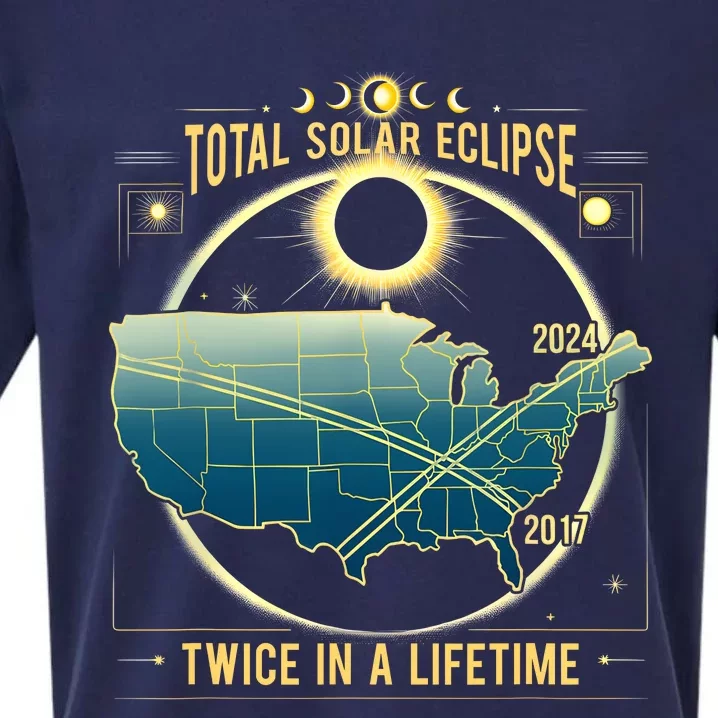 Total Solar Eclipse Twice In A Lifetime 2024 Gift Sueded Cloud Jersey T-Shirt