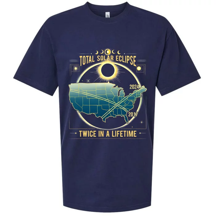 Total Solar Eclipse Twice In A Lifetime 2024 Gift Sueded Cloud Jersey T-Shirt