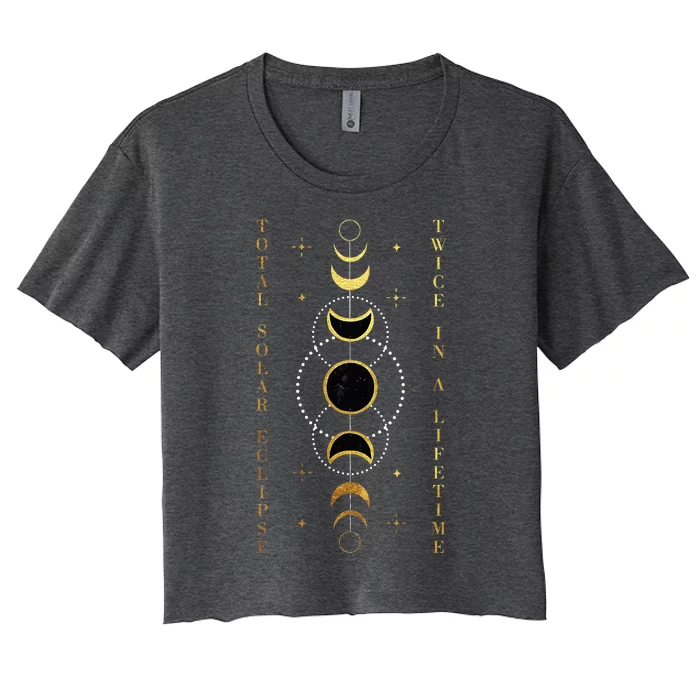 Total Solar Eclipse Twice In Lifetime April 08 2024 Women's Crop Top Tee