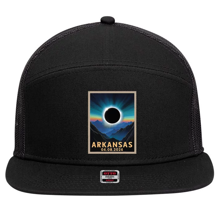 Total Solar Eclipse 2024 Arkansas 7 Panel Mesh Trucker Snapback Hat