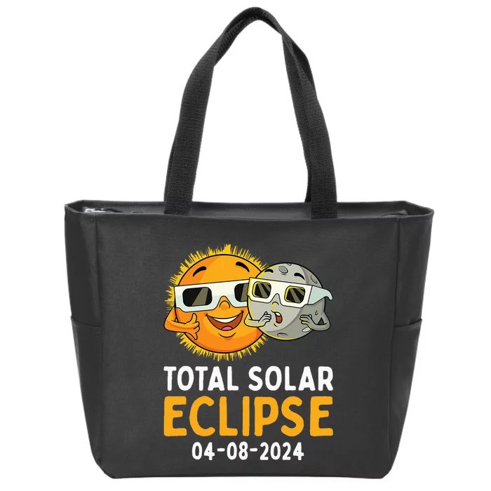 Total Solar Eclipse 2024 Glasses Funny Sun Moon Zip Tote Bag