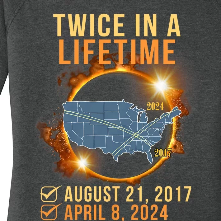 Total Solar Eclipse Clothing Twice In Lifetime April 8 2024 Women's Perfect Tri Tunic Long Sleeve Shirt