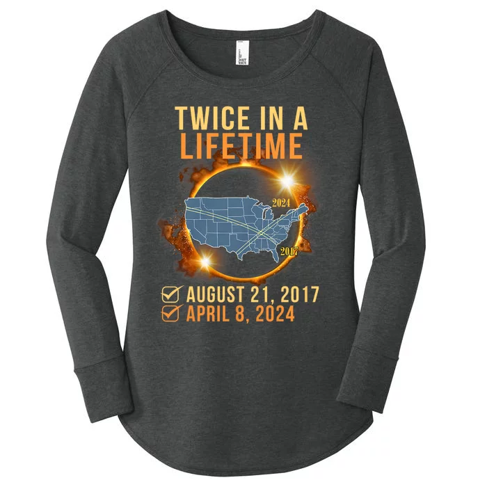 Total Solar Eclipse Clothing Twice In Lifetime April 8 2024 Women's Perfect Tri Tunic Long Sleeve Shirt