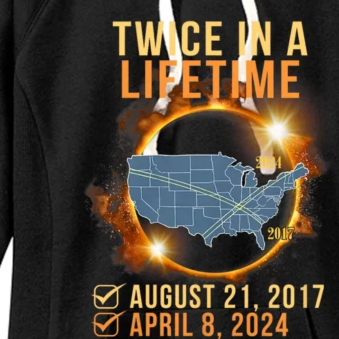 Total Solar Eclipse Clothing Twice In Lifetime April 8 2024 Women's Fleece Hoodie