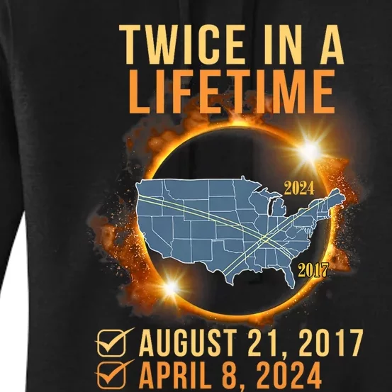 Total Solar Eclipse Clothing Twice In Lifetime April 8 2024 Women's Pullover Hoodie