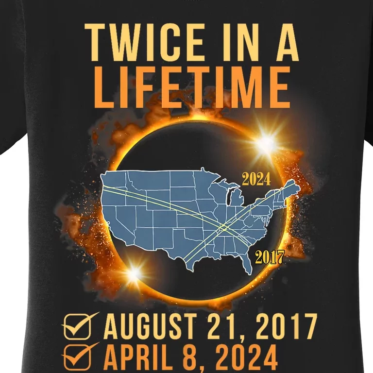 Total Solar Eclipse Clothing Twice In Lifetime April 8 2024 Women's T-Shirt