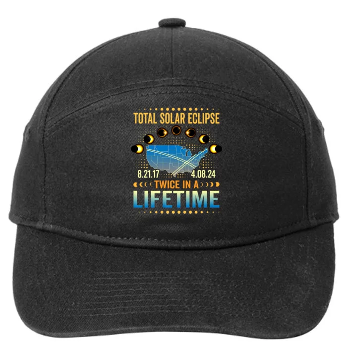 Total Solar Eclipse 2024 Sun Is Getting Mooned Design Twice In A Lifetime 7-Panel Snapback Hat