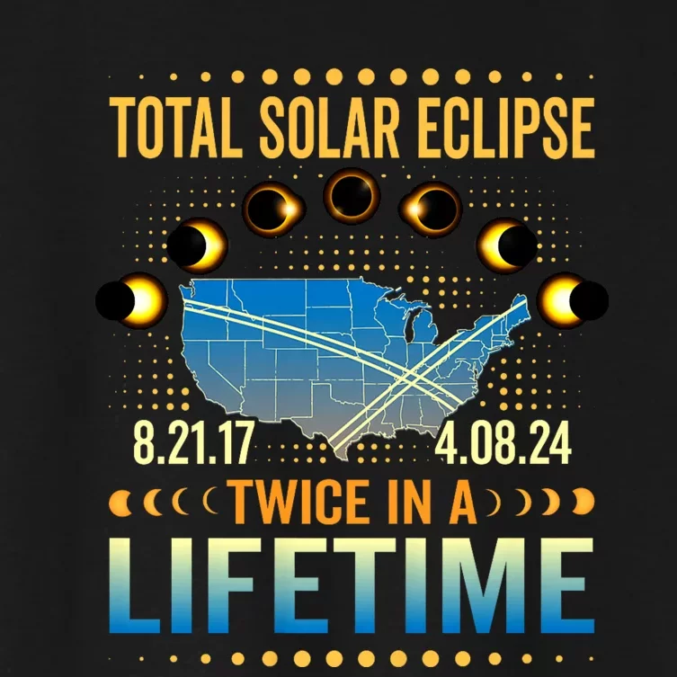 Total Solar Eclipse 2024 Sun Is Getting Mooned Design Twice In A Lifetime Women's Crop Top Tee