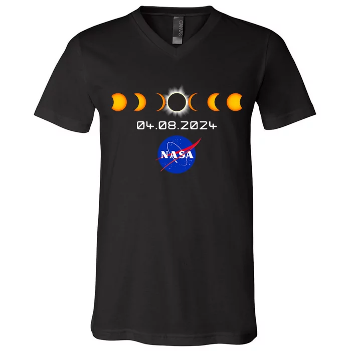 Total Solar Eclipse 2024 Totality Astronomy V-Neck T-Shirt