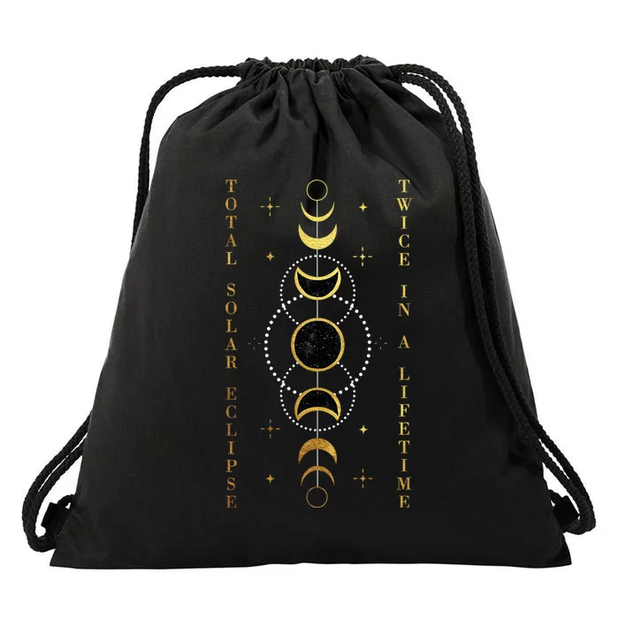 Total Solar Eclipse Twice In Lifetime April 08 2024 Drawstring Bag