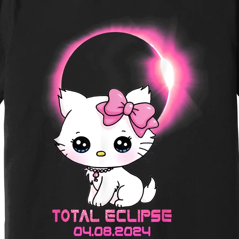 Total Solar Eclipse April 8 2024 Cat Boy Girl Funny Premium T-Shirt