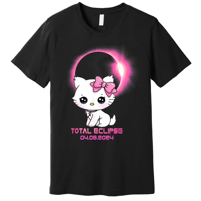 Total Solar Eclipse April 8 2024 Cat Boy Girl Funny Premium T-Shirt