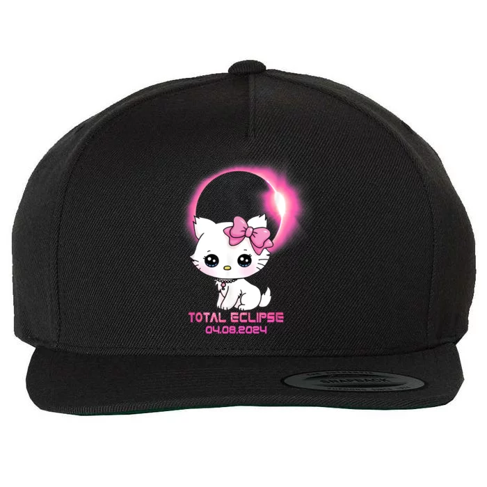 Total Solar Eclipse April 8 2024 Cat Boy Girl Funny Wool Snapback Cap