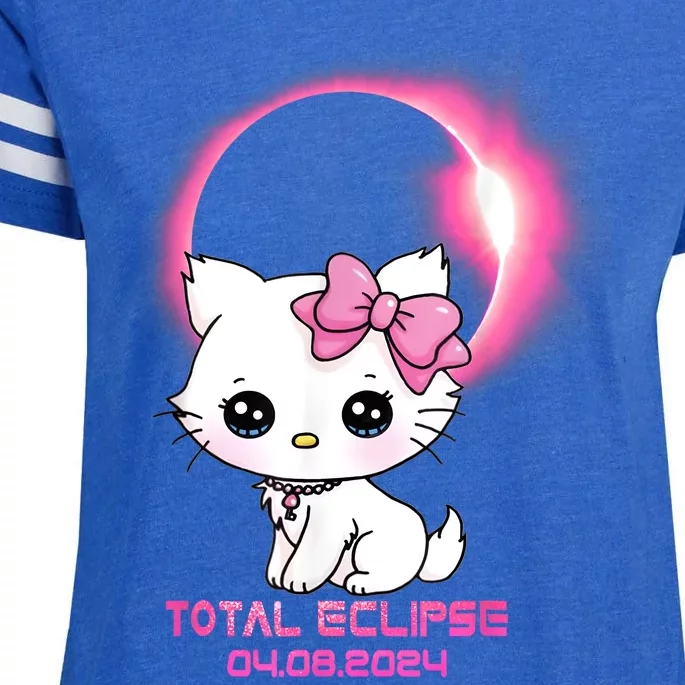 Total Solar Eclipse April 8 2024 Cat Boy Girl Funny Enza Ladies Jersey Football T-Shirt