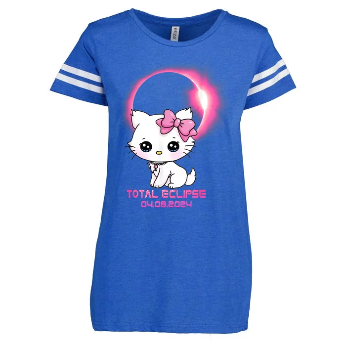 Total Solar Eclipse April 8 2024 Cat Boy Girl Funny Enza Ladies Jersey Football T-Shirt