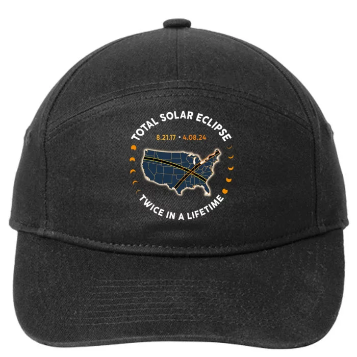 Total Solar Eclipse 2024 Twice In A Lifetime 7-Panel Snapback Hat