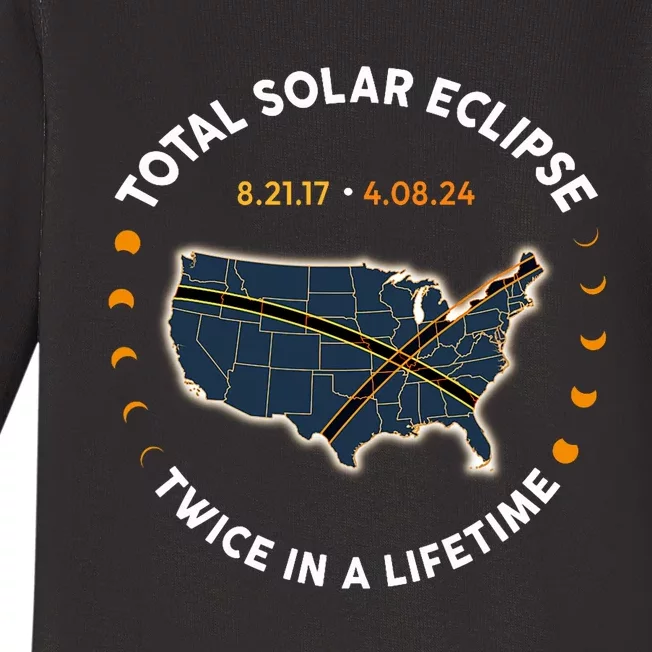 Total Solar Eclipse 2024 Twice In A Lifetime Baby Long Sleeve Bodysuit