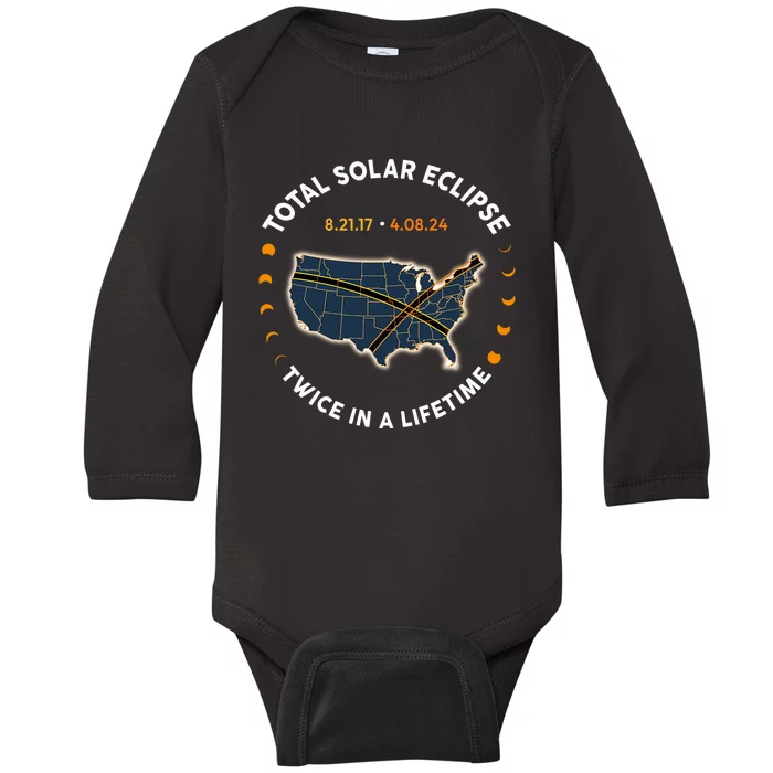 Total Solar Eclipse 2024 Twice In A Lifetime Baby Long Sleeve Bodysuit