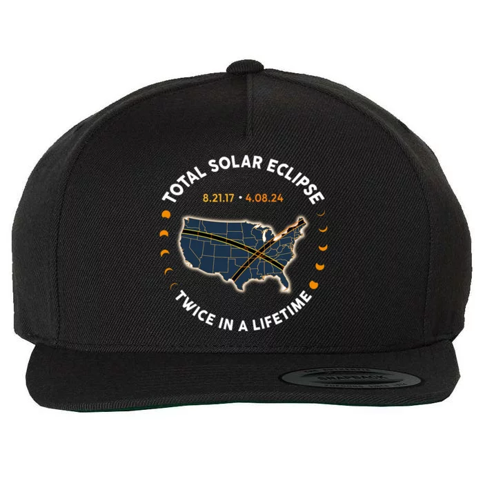 Total Solar Eclipse 2024 Twice In A Lifetime Wool Snapback Cap