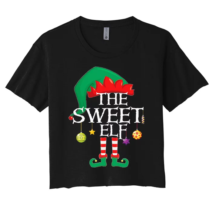 The Sweet Elf Squad Christmas Matching Family Xmas Women's Crop Top Tee