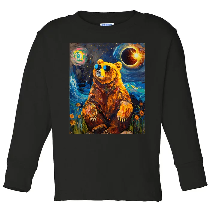 Total Solar Eclipse Grizzly Bear Toddler Long Sleeve Shirt