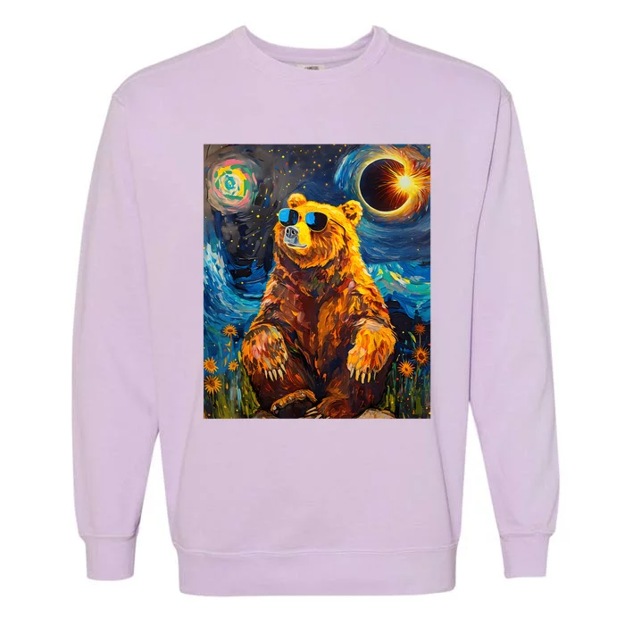 Total Solar Eclipse Grizzly Bear Garment-Dyed Sweatshirt