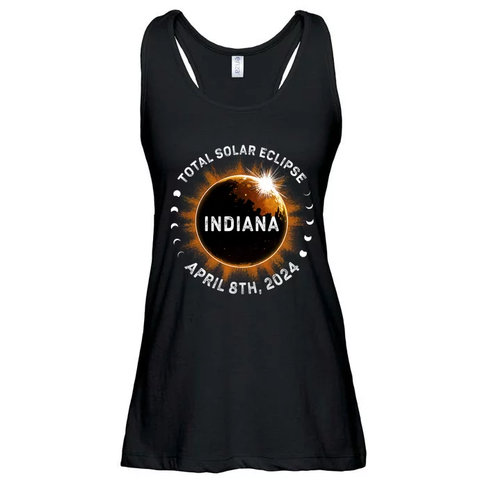 Total Solar Eclipse Path Of Totality April 8th 2024 Indiana Ladies Essential Flowy Tank