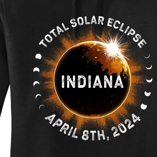 Total Solar Eclipse Path Of Totality April 8th 2024 Indiana Women's Pullover Hoodie