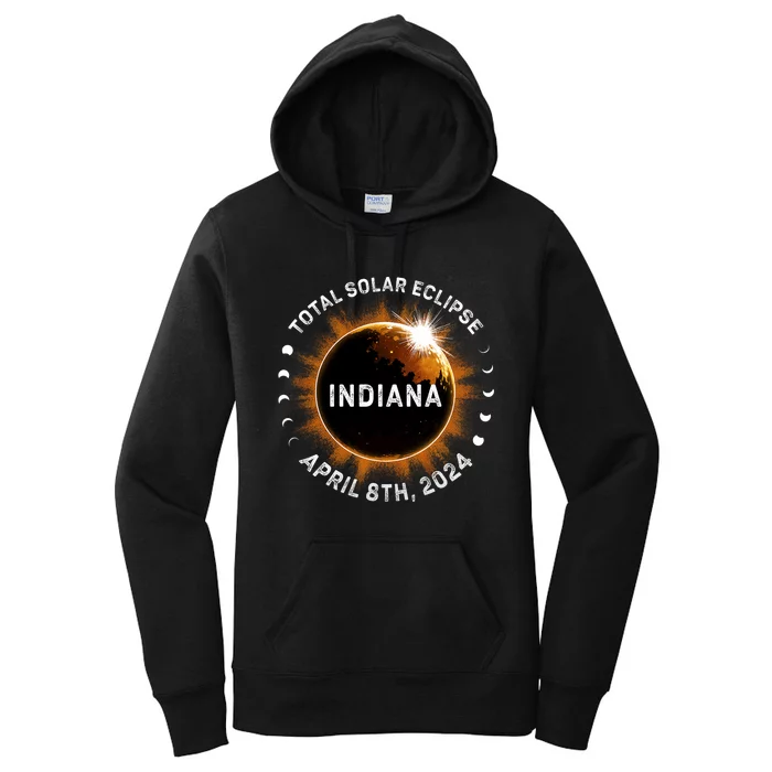 Total Solar Eclipse Path Of Totality April 8th 2024 Indiana Women's Pullover Hoodie