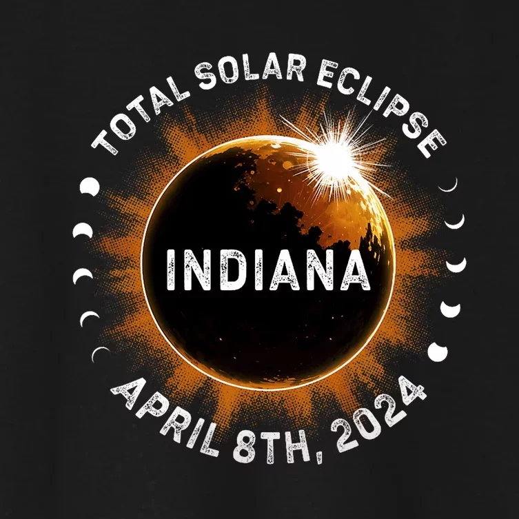 Total Solar Eclipse Path Of Totality April 8th 2024 Indiana Women's Crop Top Tee