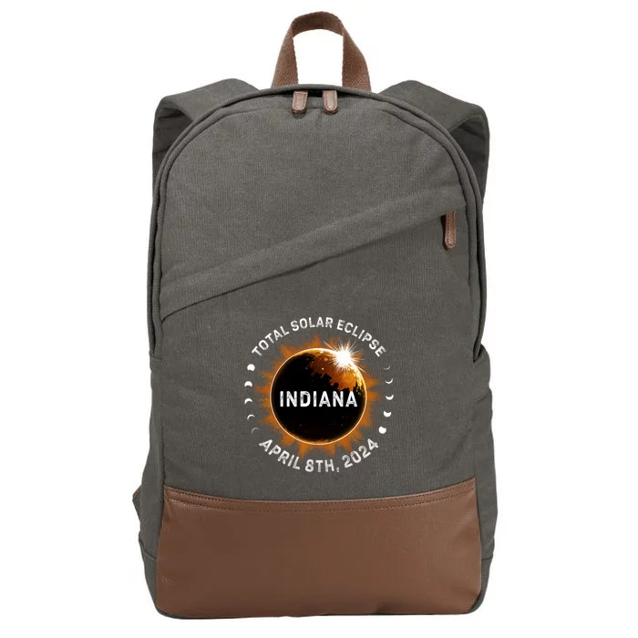 Total Solar Eclipse Path Of Totality April 8th 2024 Indiana Cotton Canvas Backpack