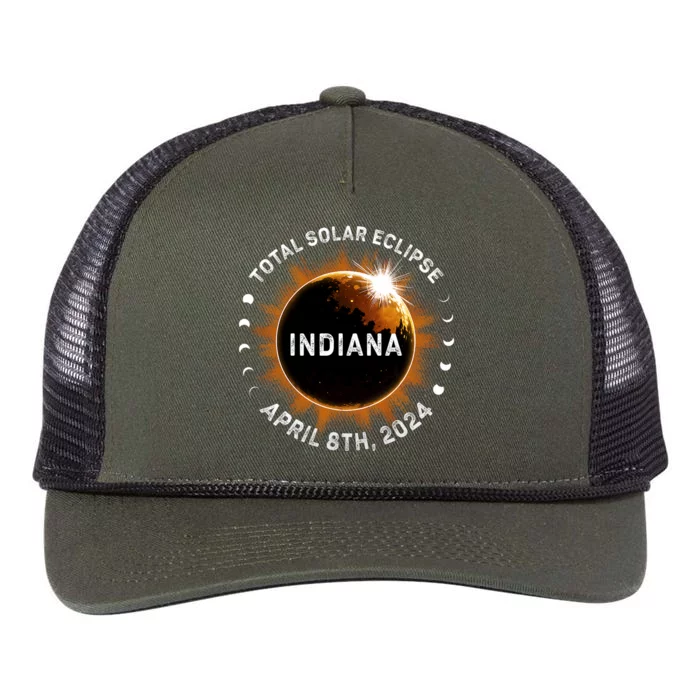 Total Solar Eclipse Path Of Totality April 8th 2024 Indiana Retro Rope Trucker Hat Cap