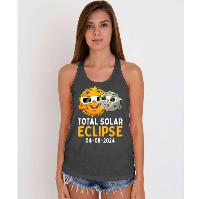 Total Solar Eclipse April 8 2024 Women's Knotted Racerback Tank