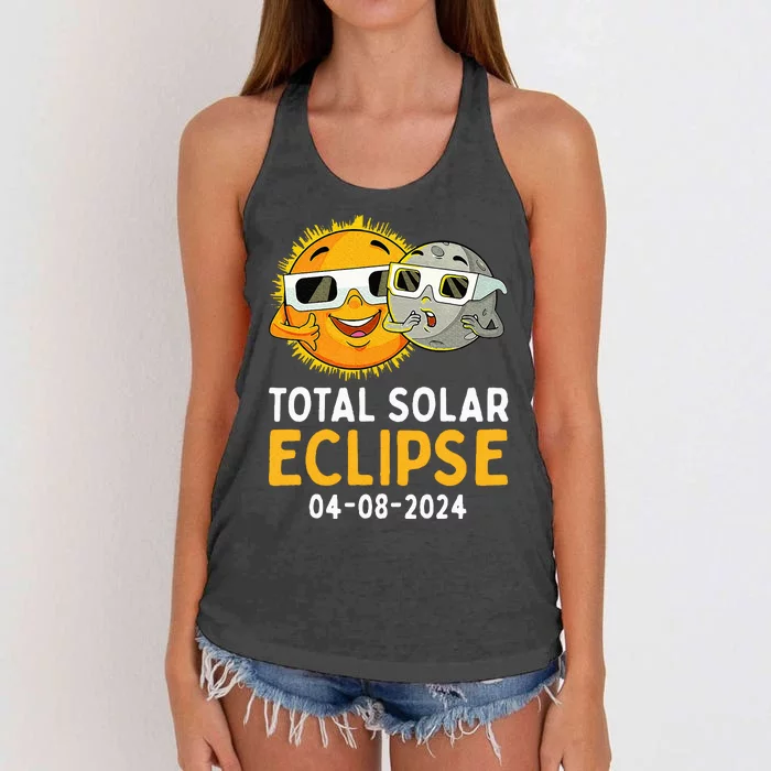 Total Solar Eclipse April 8 2024 Women's Knotted Racerback Tank